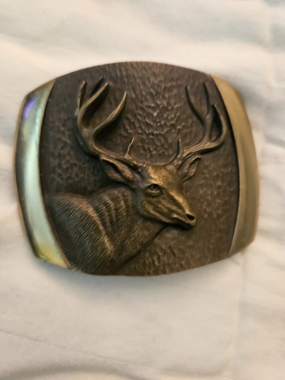 1978 Steven L Knight Sculpture Deer Solid Bronze Belt Buckle USA Great Vintage